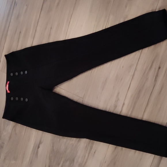 Black Ci Sono Ponte pants with button detail - Picture 5 of 7